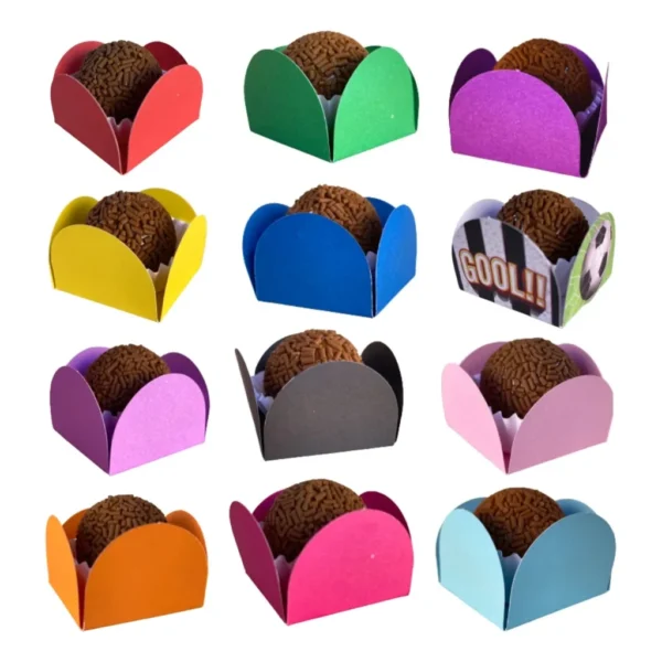 100 Forminhas Para Doces 4 Pétalas Brigadeiro Aniversário