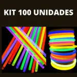 Pulseiras Neon Kit 100 Balada Festa Fluorescente Led