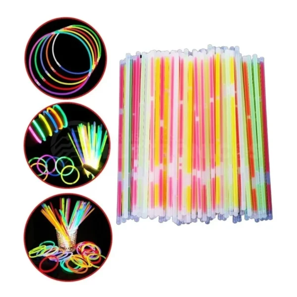 Kit 100 Pulseiras Neon Alto Brilho Fluorescente Decoração