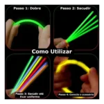 Kit 100 Pulseiras Neon Led Festa Balada Fluorescente