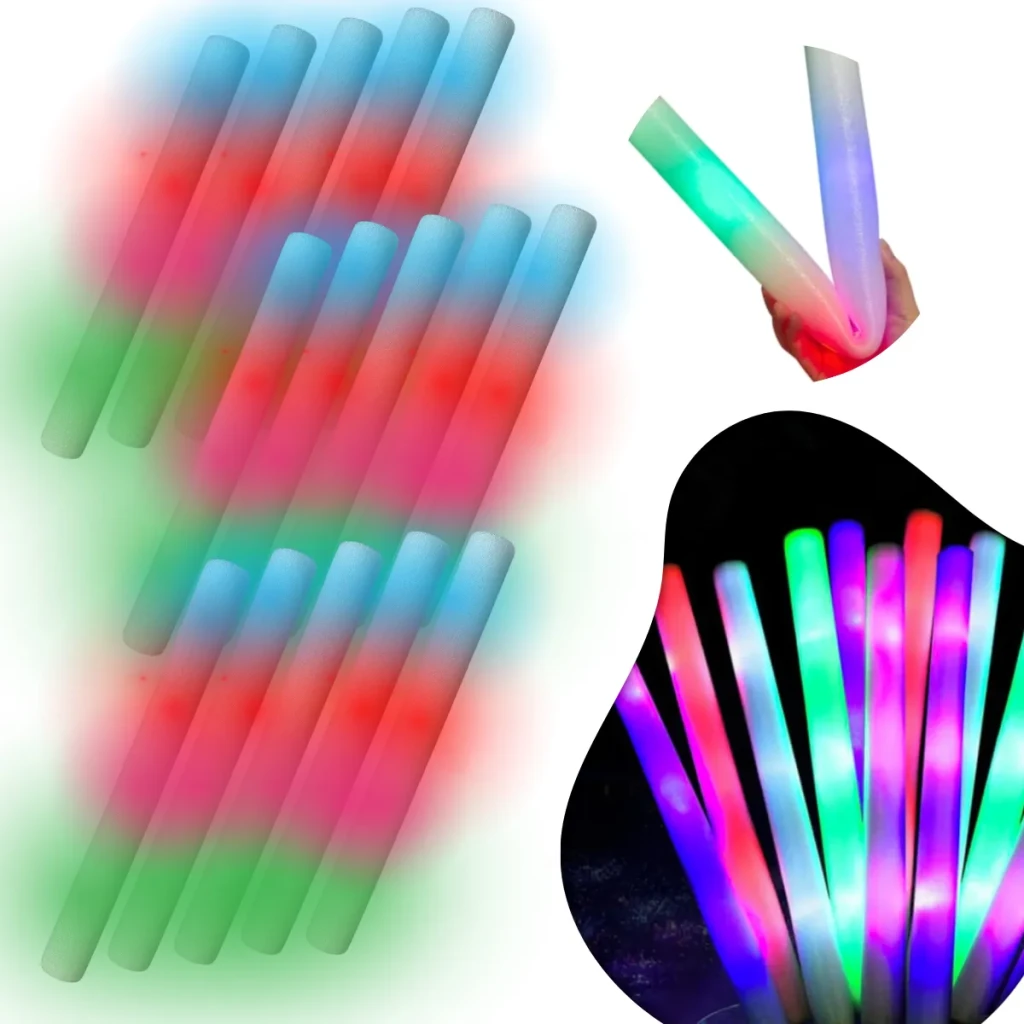 Kit 15 Bastão Led Neon Espuma Formatura Balada Festa Kit 15 Bastão Led Neon Espuma Formatura Balada Festa