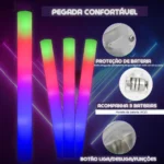 Kit 15 Bastão Led Balada Festa Neon Pisca Espuma Cores