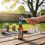 Kit 2 Abridores De Garrafa Cerveja Com Cabo Madeira Bar 14cm Madeira Clara