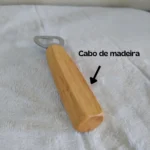 Kit 2 Abridores De Garrafa Cerveja Com Cabo Madeira Bar 14cm Madeira Clara