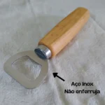 Kit 2 Abridores De Garrafa Cerveja Com Cabo Madeira Bar 14cm Madeira Clara