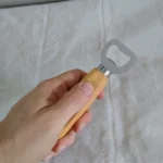 Kit 2 Abridores De Garrafa Cerveja Com Cabo Madeira Bar 14cm Madeira Clara