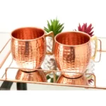 Kit 2 Canecas Moscow Mule Em Cobre Puro Martelada 500 Ml Impermeabilizada