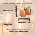 Kit 2 Canecas Moscow Mule Em Cobre Puro Martelada 500 Ml Impermeabilizada
