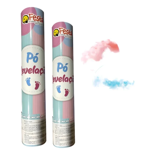 Kit Com 2 Lança Pó Para Chá Revelação Rosa/azul (30cm) Cor Azul