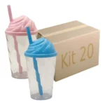 Kit 20 Copo 300ml Tampa Chantilly Sorvete Atacado Varejo