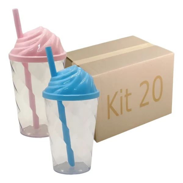 Kit 20 Copo 300ml Tampa Chantilly Sorvete Atacado Varejo