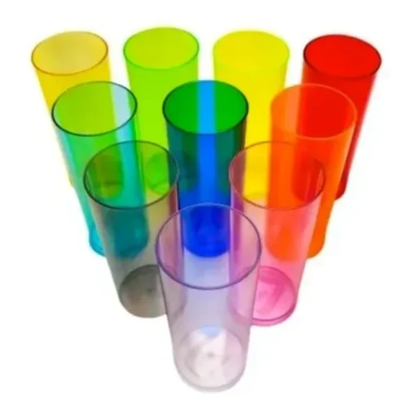 Kit 20 Copos Long Drink Colorido Cristal Acrílico 330 Ml