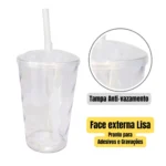 20 Copos Twister 300ml Liso Tampa Canudo Eco Atacado Varejo