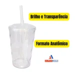 20 Copos Twister 300ml Liso Tampa Canudo Eco Atacado Varejo