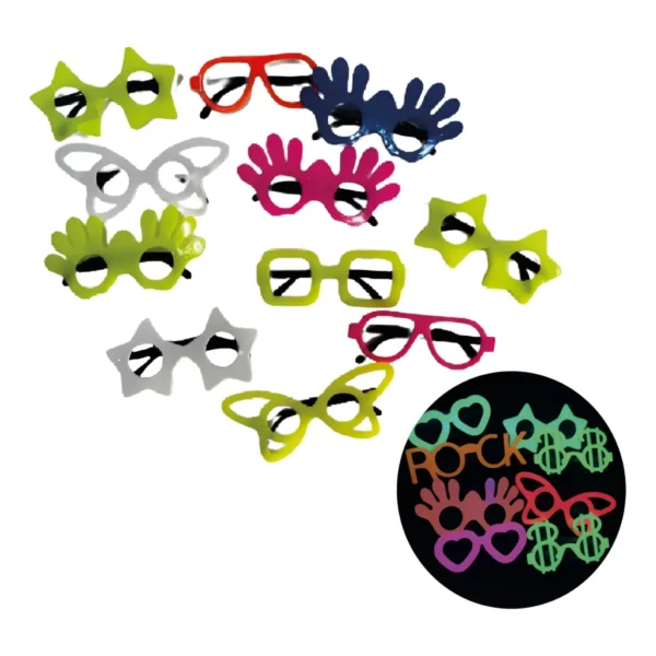 Kit 20 Óculos Neon Divertidos Sortido Neon Óculos Para Festa