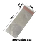 Kit 200x Saco Plástico Transparente Pp Adesivado 6x12 + Aba