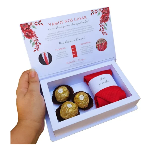 24 Caixas Convite Padrinhos Casamento Com Manual Lembrança