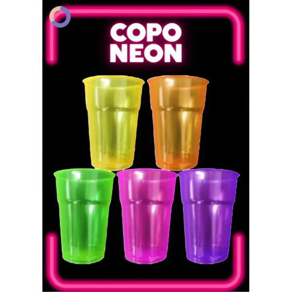 250 Copos Neon Festa Balada Descartável 300 Ml Premium