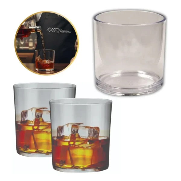Kit 30 Copos Whisky Uísque 340ml Acrílico Cor Transparente