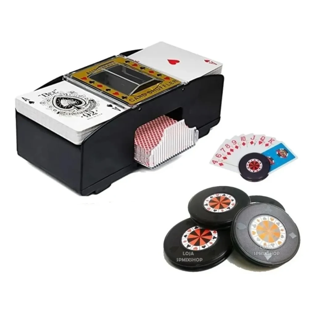 Kit 4 Suportes De Cartas + Embaralhador Automático Baralho Kit 4 Suportes De Cartas + Embaralhador Automático Baralho