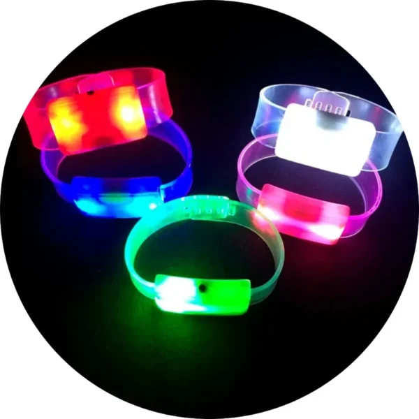 Kit 5 Pulseiras De Led Luz Pisca Colorida Festa Balada