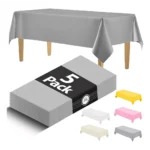 Kit 5 Toalhas De Mesa Plástico Perolizada Lisa Descartável