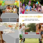 Kit 5 Toalhas De Mesa Plástico Perolizada Lisa Descartável