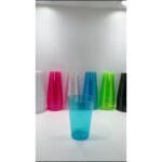 Kit 50 Copos Acrílico 300ml Lavável Descartável Colorido