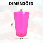 Kit 50 Copos Acrílico 300ml Lavável Descartável Colorido