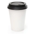 50un Copo Papel Branco 200ml C/ Tampa Café Delivery Fsc Branco