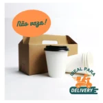 50un Copo Papel Branco 200ml C/ Tampa Café Delivery Fsc Branco