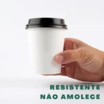 50un Copo Papel Branco 200ml C/ Tampa Café Delivery Fsc Branco