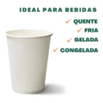 50un Copo Papel Branco 200ml C/ Tampa Café Delivery Fsc Branco