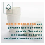50un Copo Papel Branco 200ml C/ Tampa Café Delivery Fsc Branco