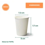 50un Copo Papel Branco 200ml C/ Tampa Café Delivery Fsc Branco