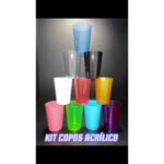 Kit 50 Copos Plastico Acrilico 200ml Lavável Coloridos