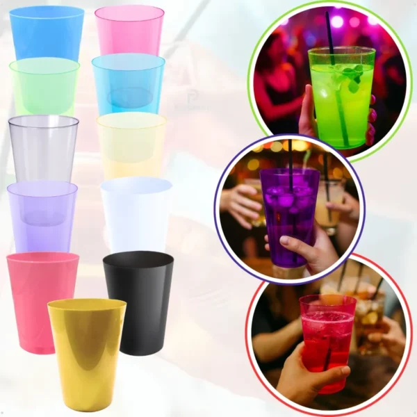 Kit 50 Copos Plastico Acrilico 200ml Lavável Coloridos