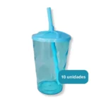 Kit 50 Copo Twister 300ml Tampa Canudo Balada Atacado Varejo