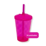 Kit 50 Copo Twister 300ml Tampa Canudo Balada Atacado Varejo