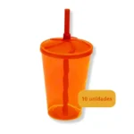 Kit 50 Copo Twister 300ml Tampa Canudo Balada Atacado Varejo