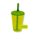 Kit 50 Copo Twister 300ml Tampa Canudo Balada Atacado Varejo