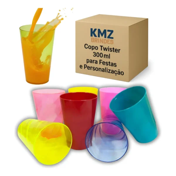 Kit 50 Copos Caldereta Twister 300ml Acrílico Festa Transfer