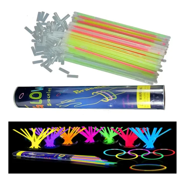 Kit Com 50 Pulseiras Neon Led Fluorescente Balada Festa Cor Variadas