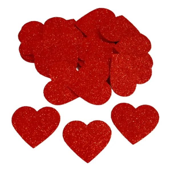 Kit 500 Aplique Coração 2,5cm Eva Com Glíter ( Sem Adesivo )