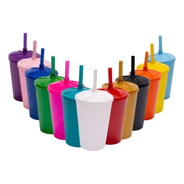 60 Copos Acrílico Twister 300ml Infantil Com Tampa E Canudo!