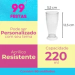 Kit 60 Copo Tulipa P/ Chopp Cerveja Acrílico 220ml Incolor