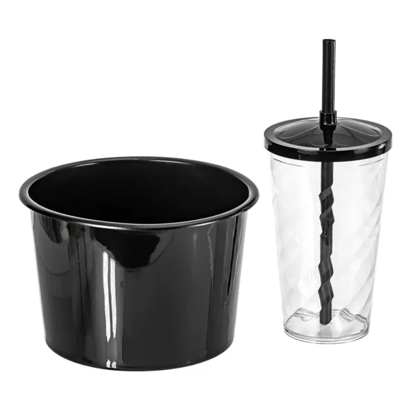 Kit 20 Copos Twister 500ml + 20 Baldes Pipoca 1,5l - Cinema Cor Preto