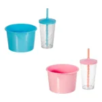 Kit 20 Copos Twister 500ml + 20 Baldes Pipoca 1,5l - Cinema Cor Azul BB e Rosa BB