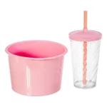 Kit 20 Copos Twister 500ml + 20 Baldes Pipoca 1,5l - Cinema Cor Azul BB e Rosa BB