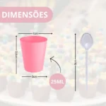 Kit 100 Copinho 25ml Brigadeiro De Colher Doce +100 Colheres